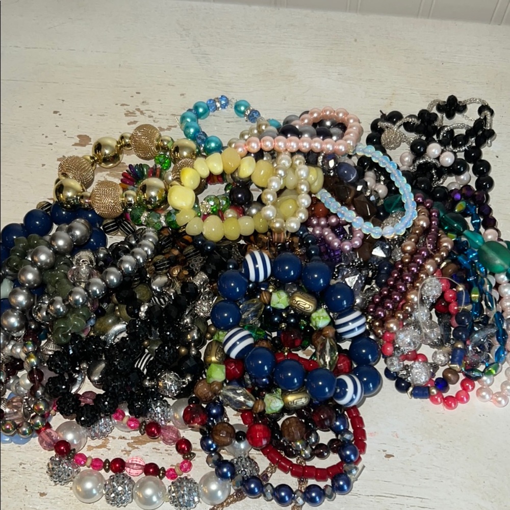 Large Lot Colorful Beaded Bracelet stretch Collection